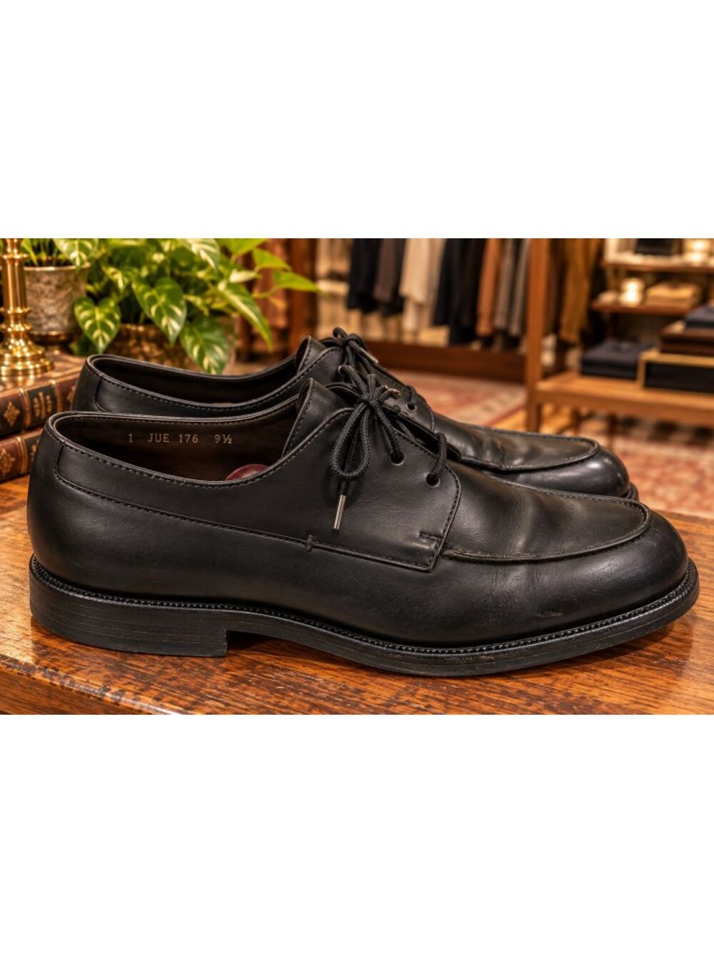 Jil Sander Men's 9.5 Black Italian  Leather Square Toe Oxford JUE 116
